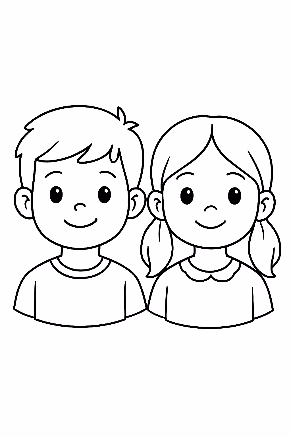 Rosto de menino emenina para colorir — desenho para imprimir