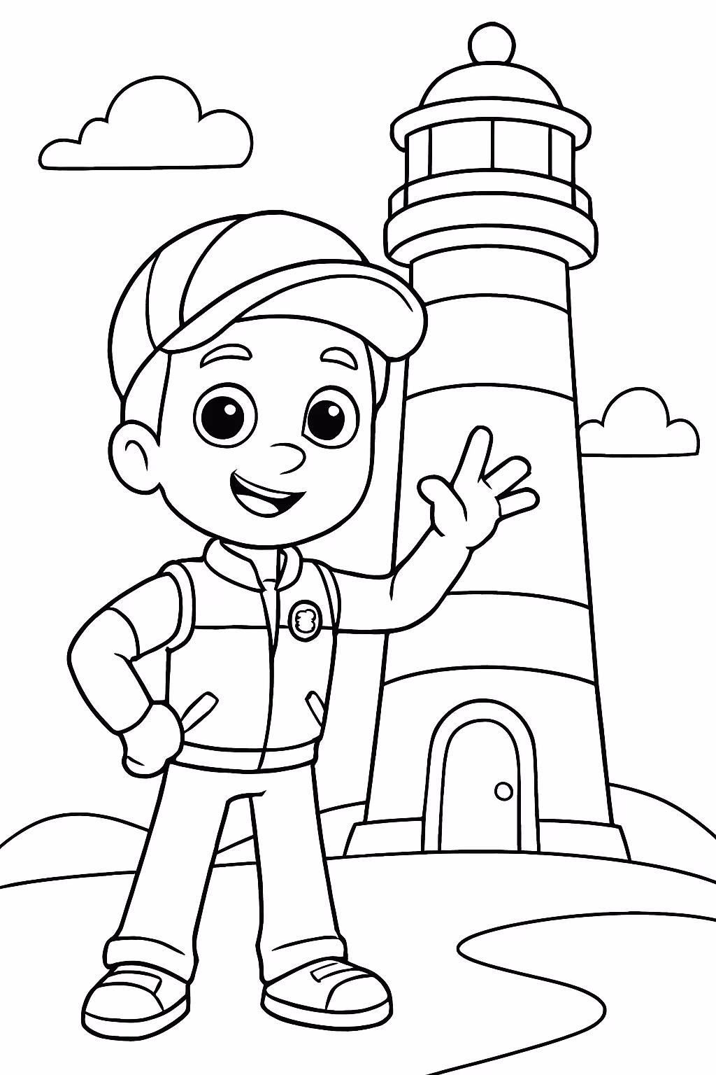 Ryder no farol da patrulha canina para colorir — desenho para imprimir