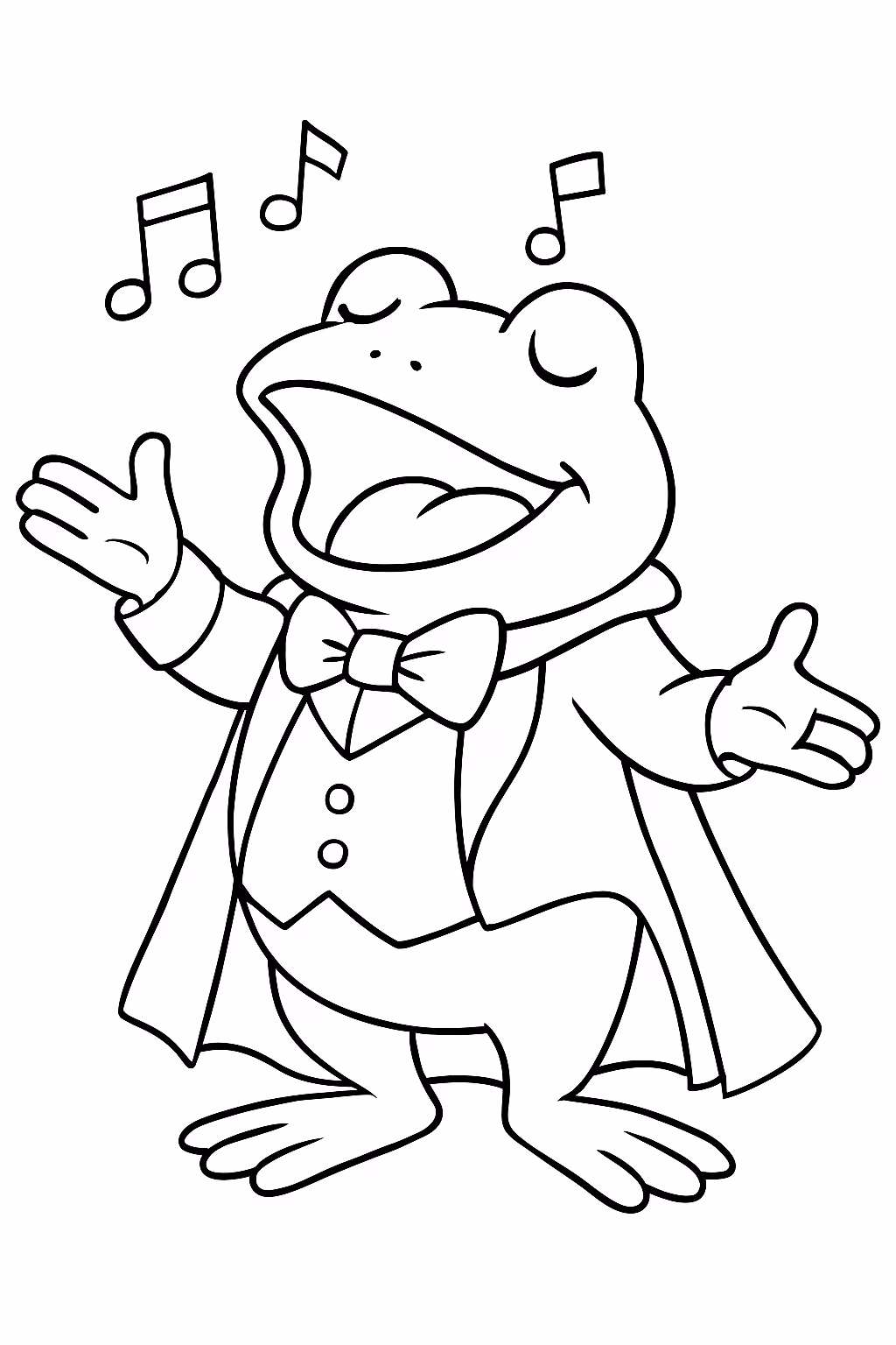 Sapo cantor de opera para colorir — desenho para imprimir