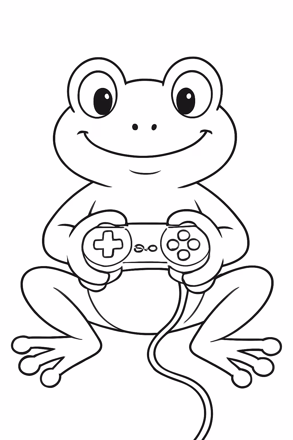 Sapo jogando video game para colorir — desenho para imprimir