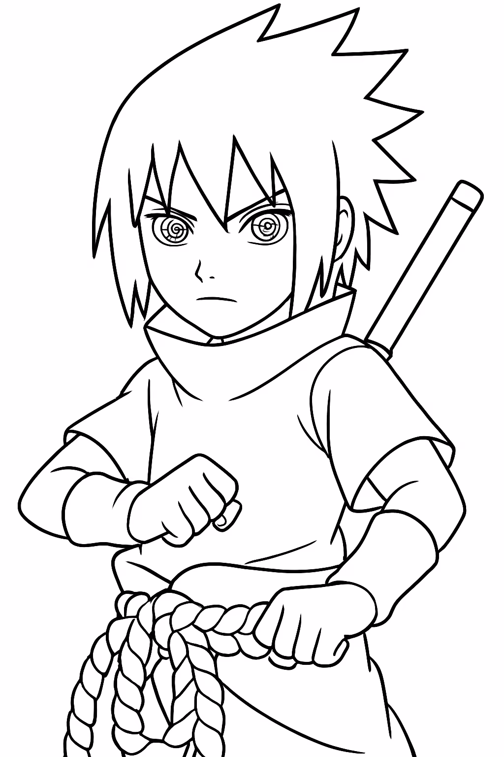 Sasuke naruto shipuden com magekyo sharigan ativado para colorir — desenho para imprimir