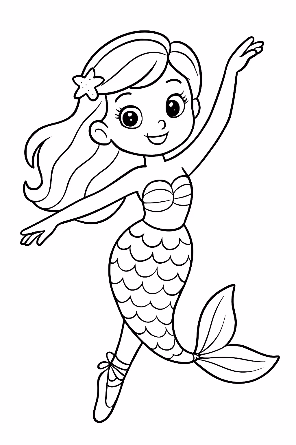 Sereia bailarina para colorir — desenho para imprimir