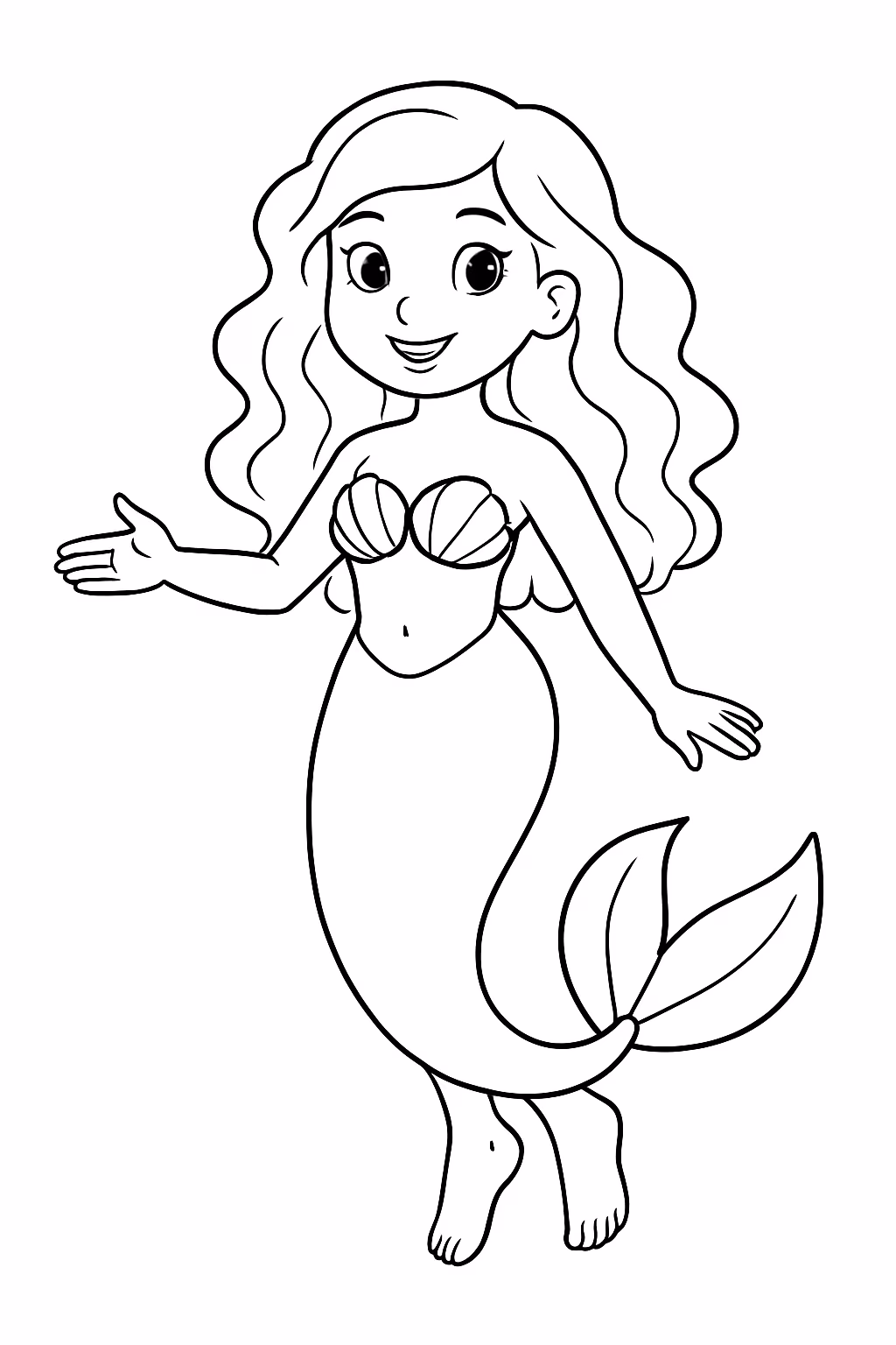 Sereia com pernas para colorir — desenho para imprimir