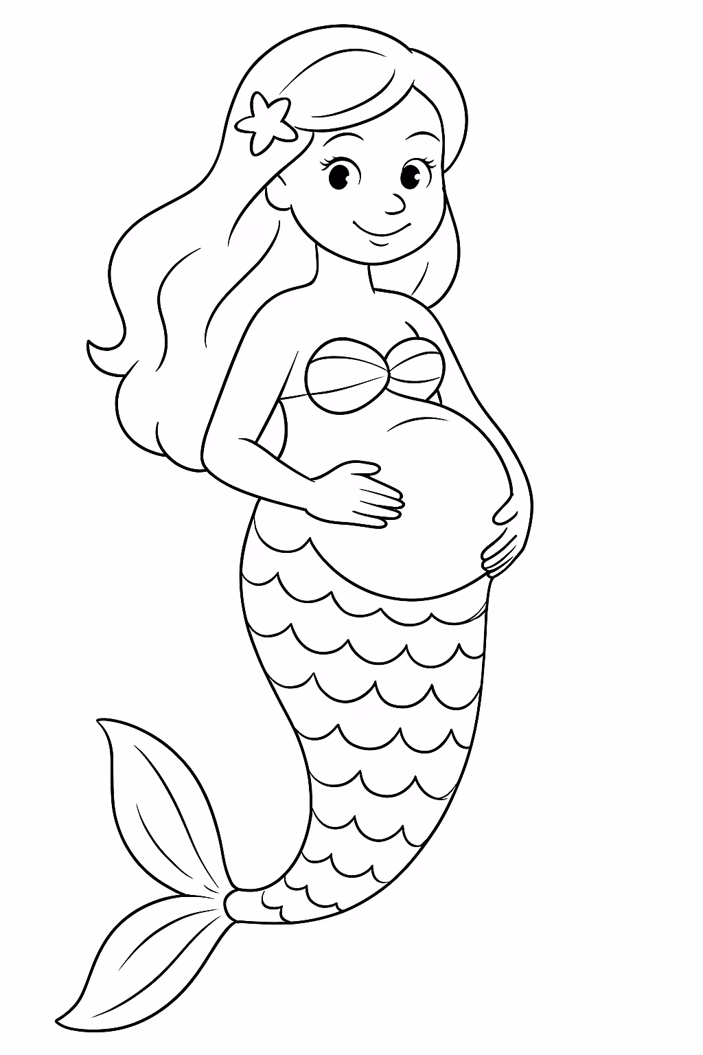 Sereia gravida para colorir — desenho para imprimir