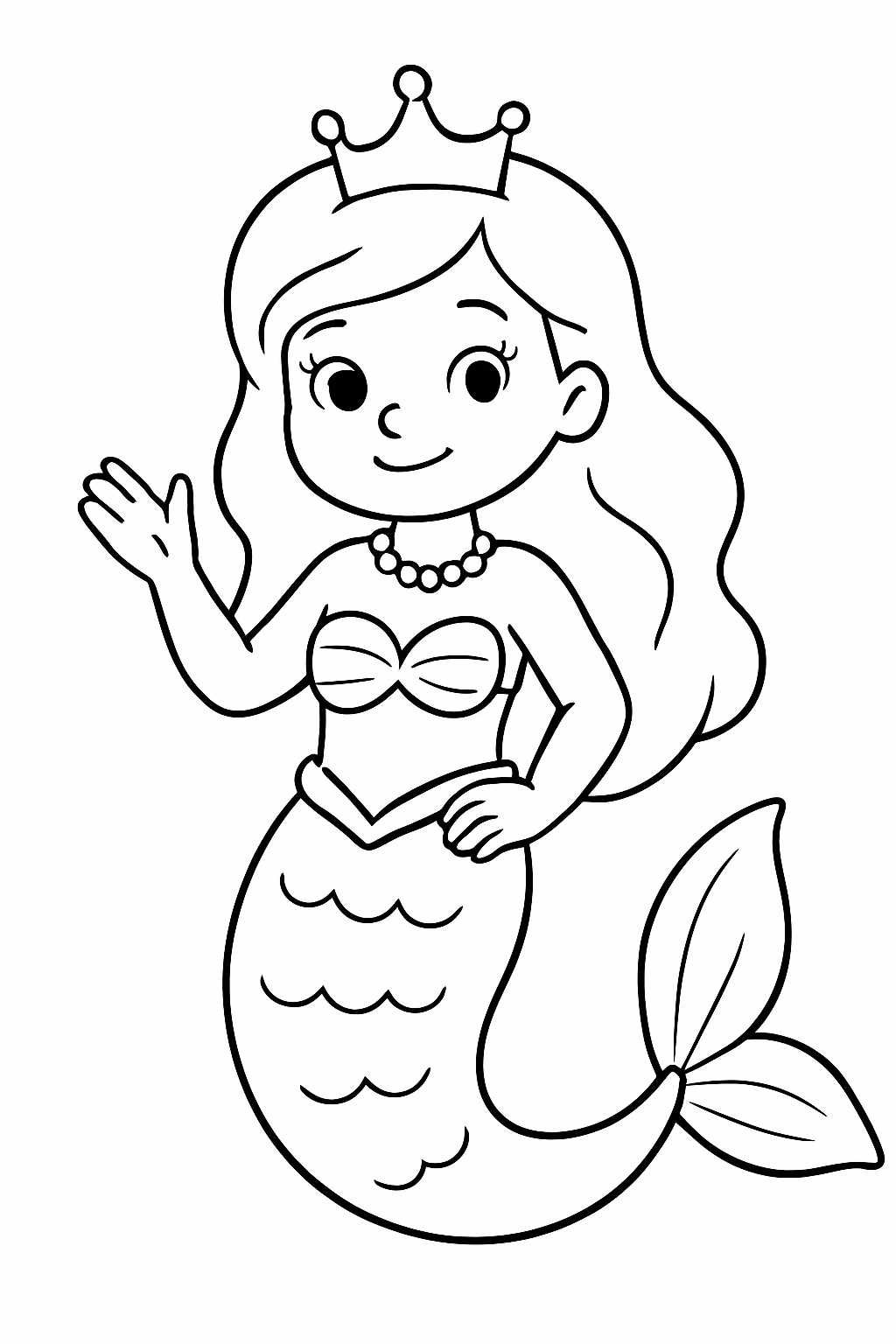 Sereia princesa para colorir — desenho para imprimir