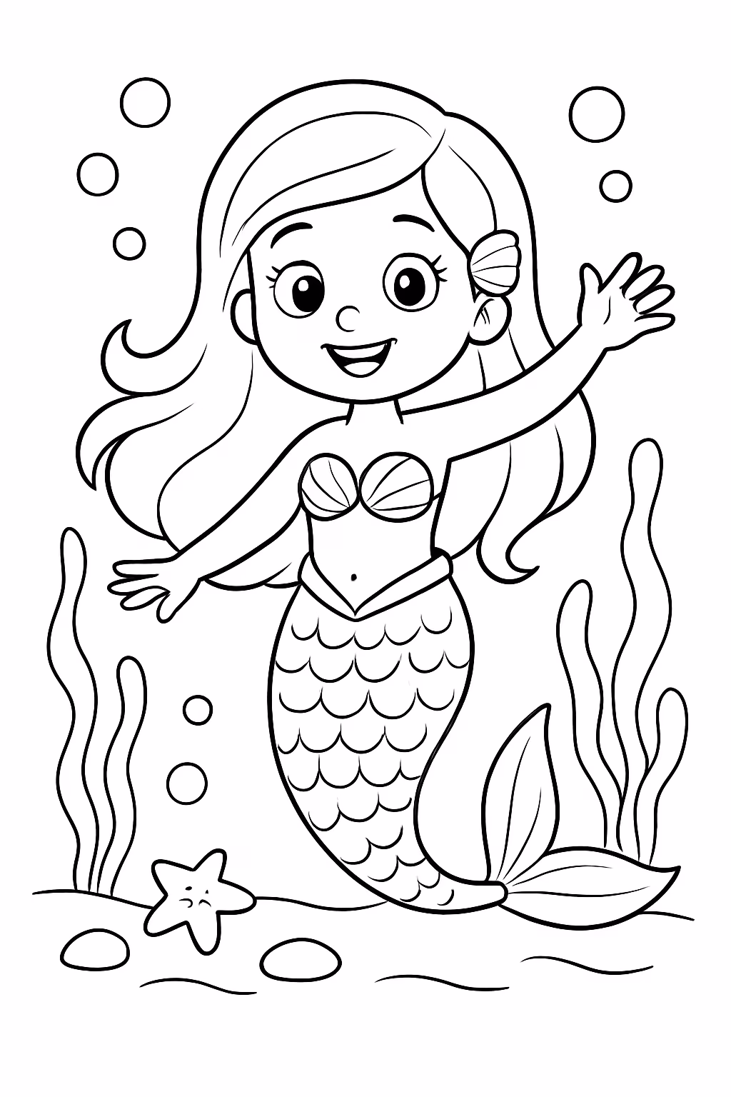 Sereias para colorir — desenho para imprimir