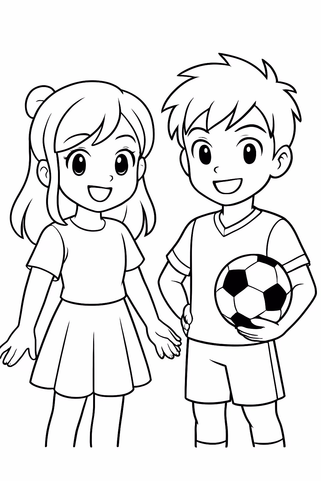 Sofia com neymar anime para colorir — desenho para imprimir