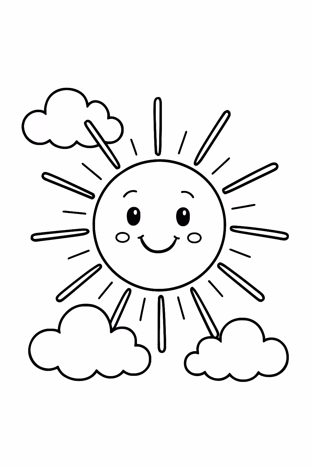 Sol nuvens para colorir — desenho para imprimir