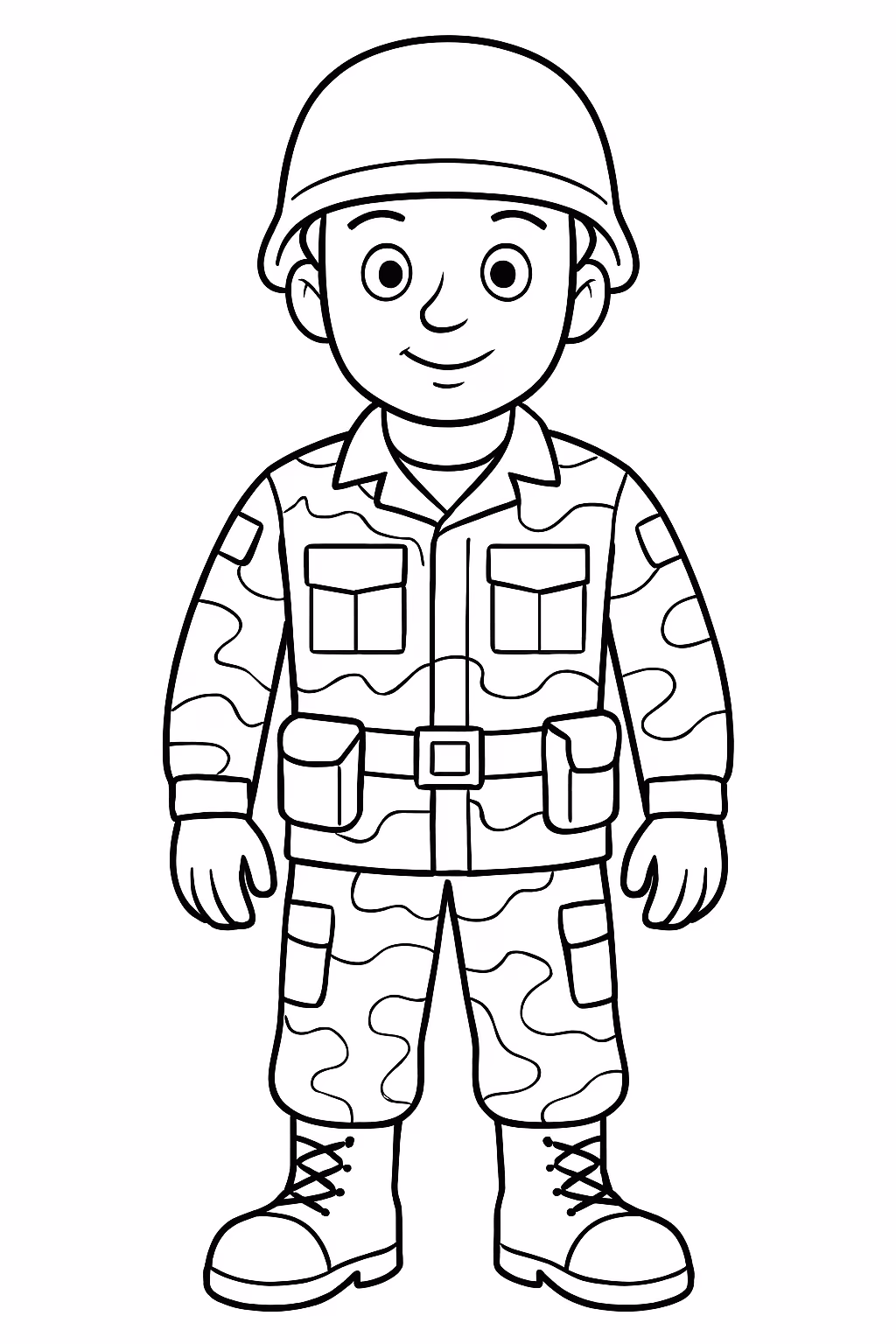 Soldado com roupa do exercito realista para colorir — desenho para imprimir