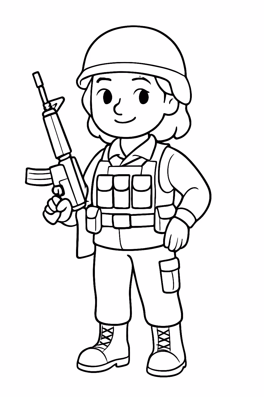 Soldado mulher para colorir — desenho para imprimir