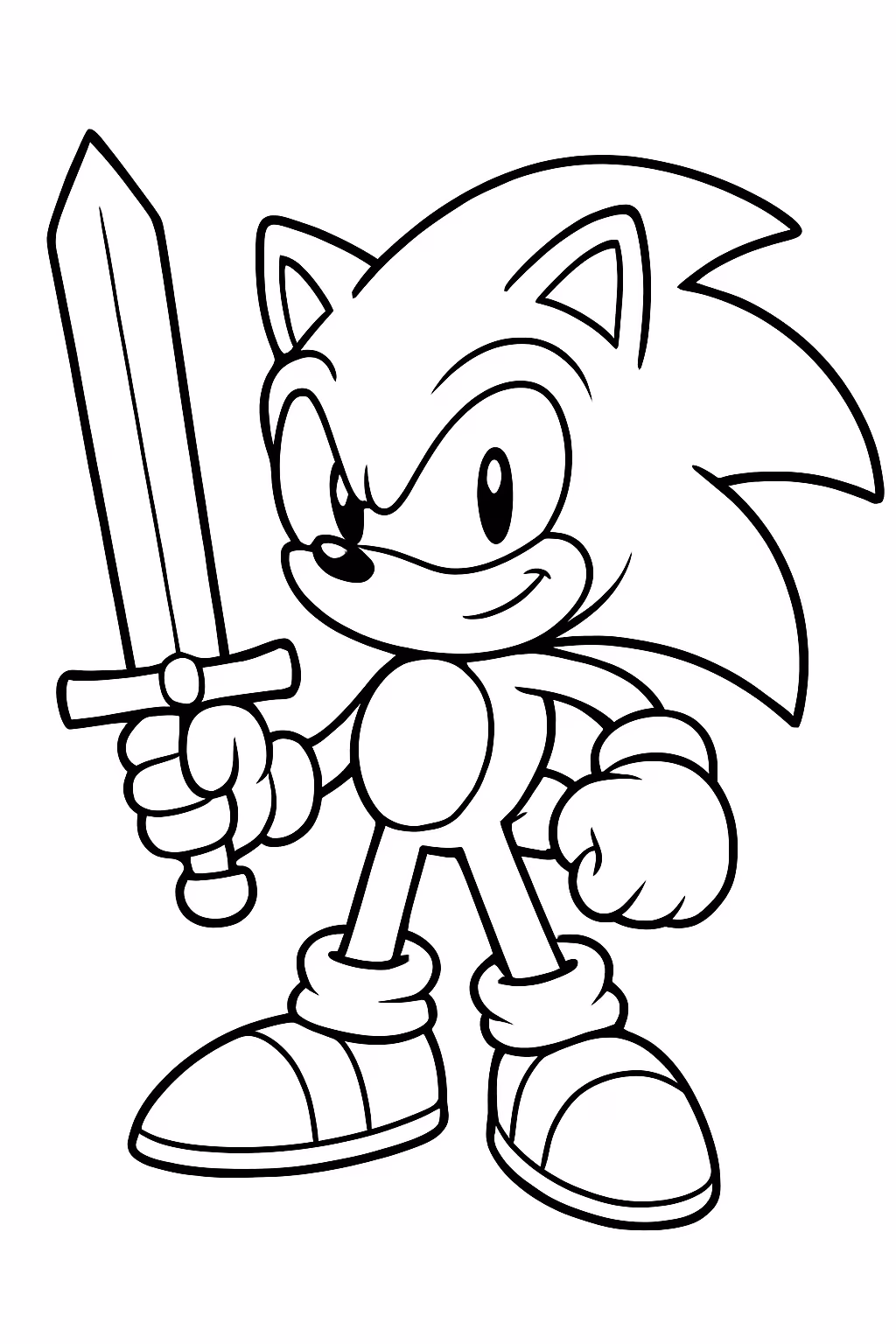 Sonic com espadao para colorir — desenho para imprimir