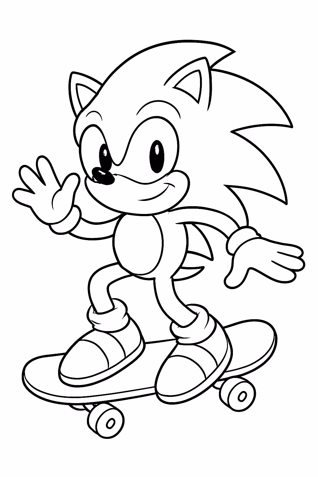 Sonic com skate para colorir — desenho para imprimir