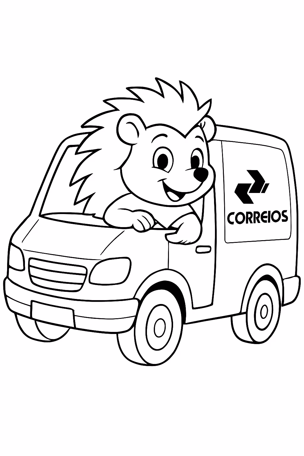 Sonic na van dos correios para colorir — desenho para imprimir
