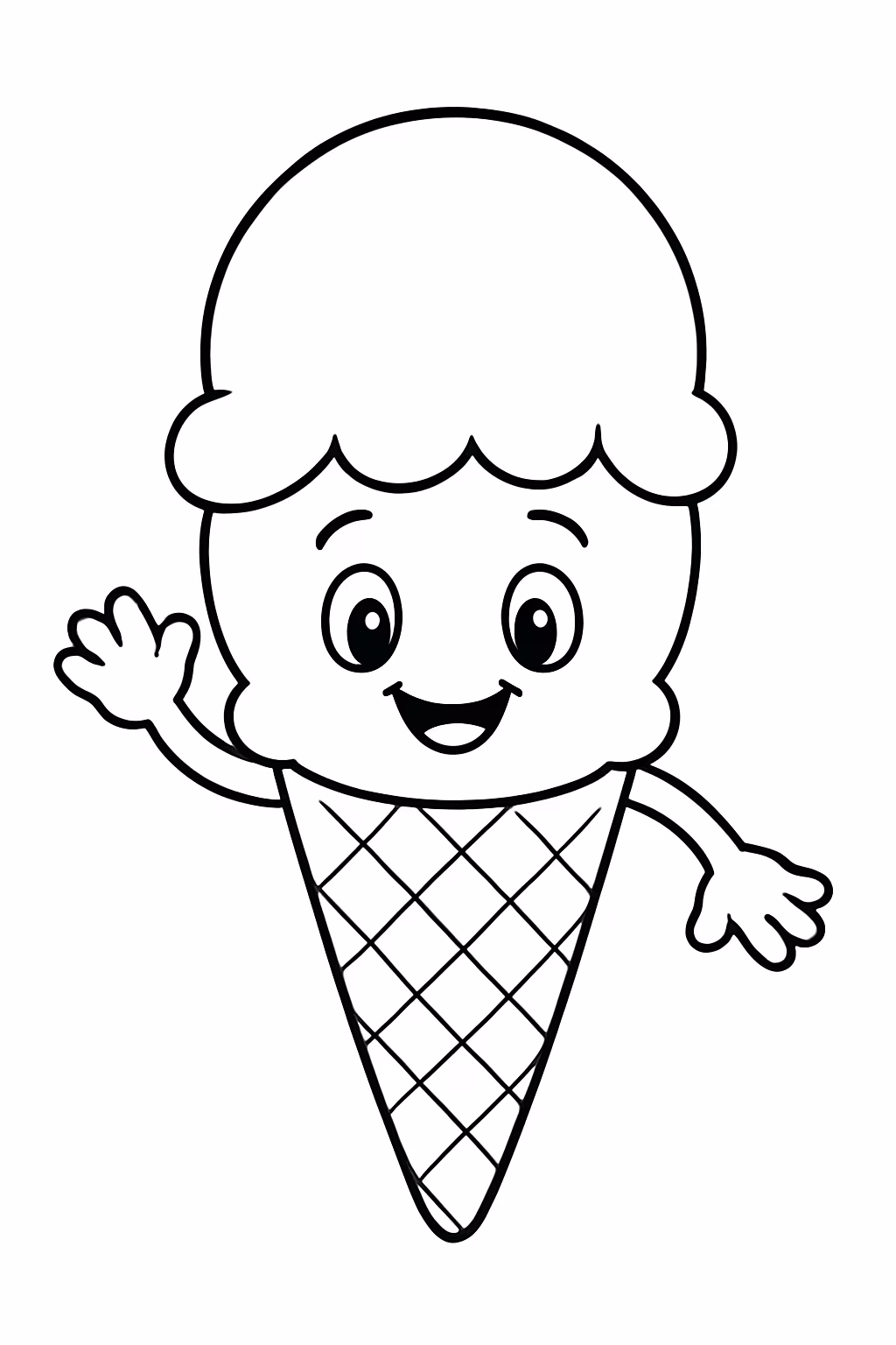 Sorvete para colorir — desenho para imprimir