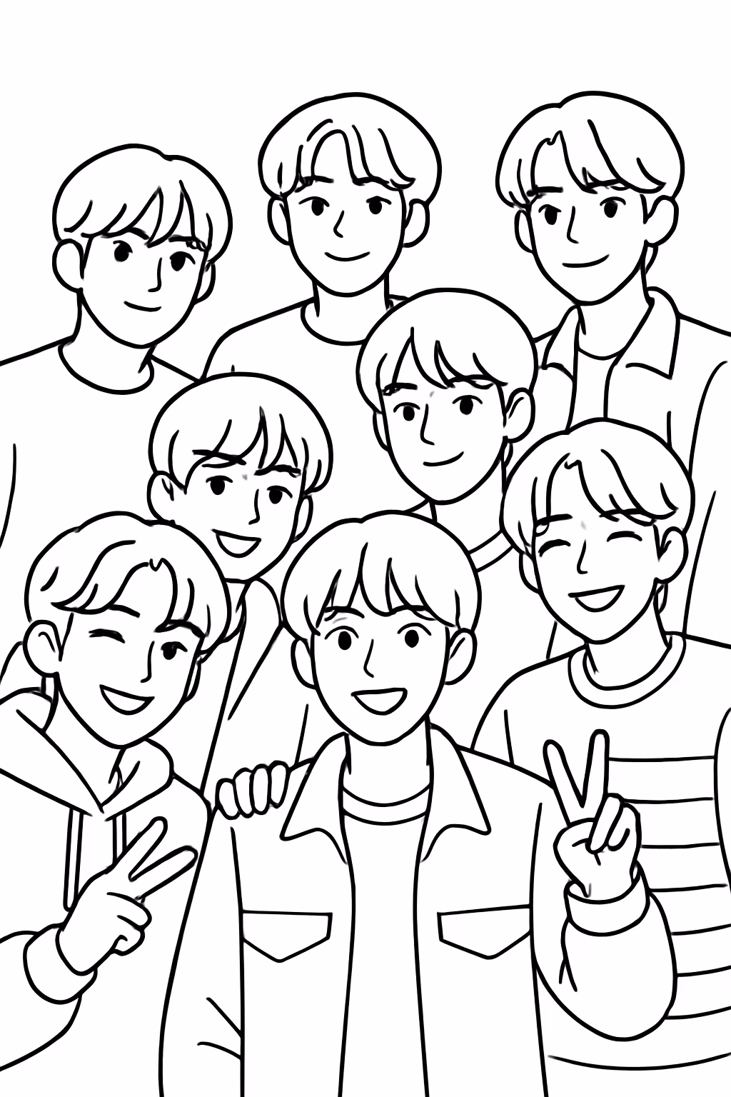 Stray kids grupo de kpop para colorir — desenho para imprimir