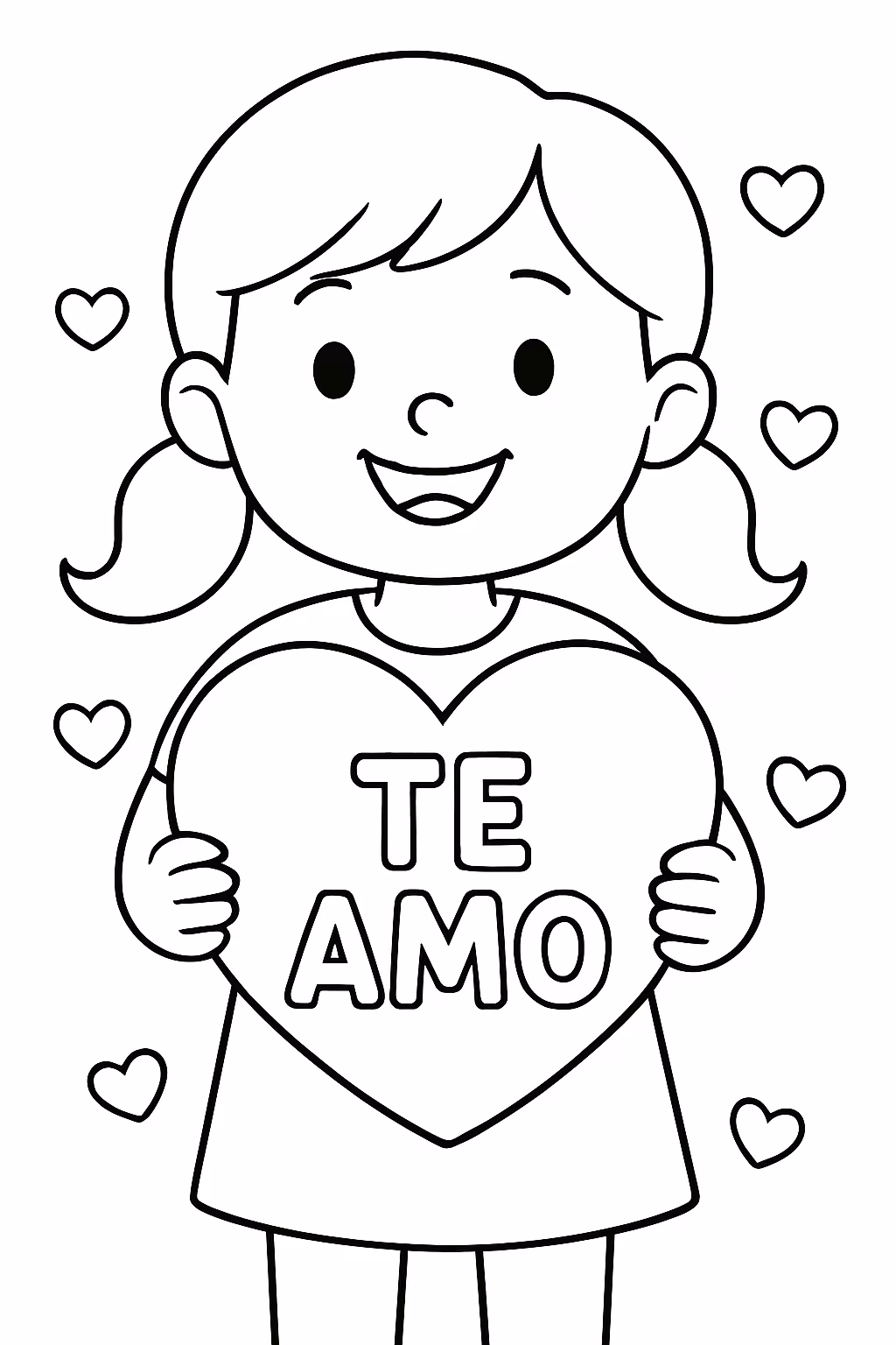 Te amo para colorir — desenho para imprimir