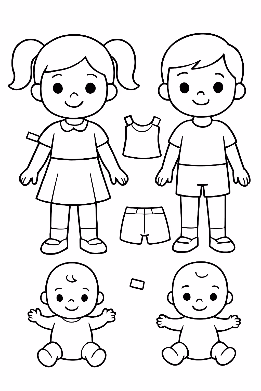 Toca boca duas bonecas com roupas moveis e bebes recortar para colorir — desenho para imprimir