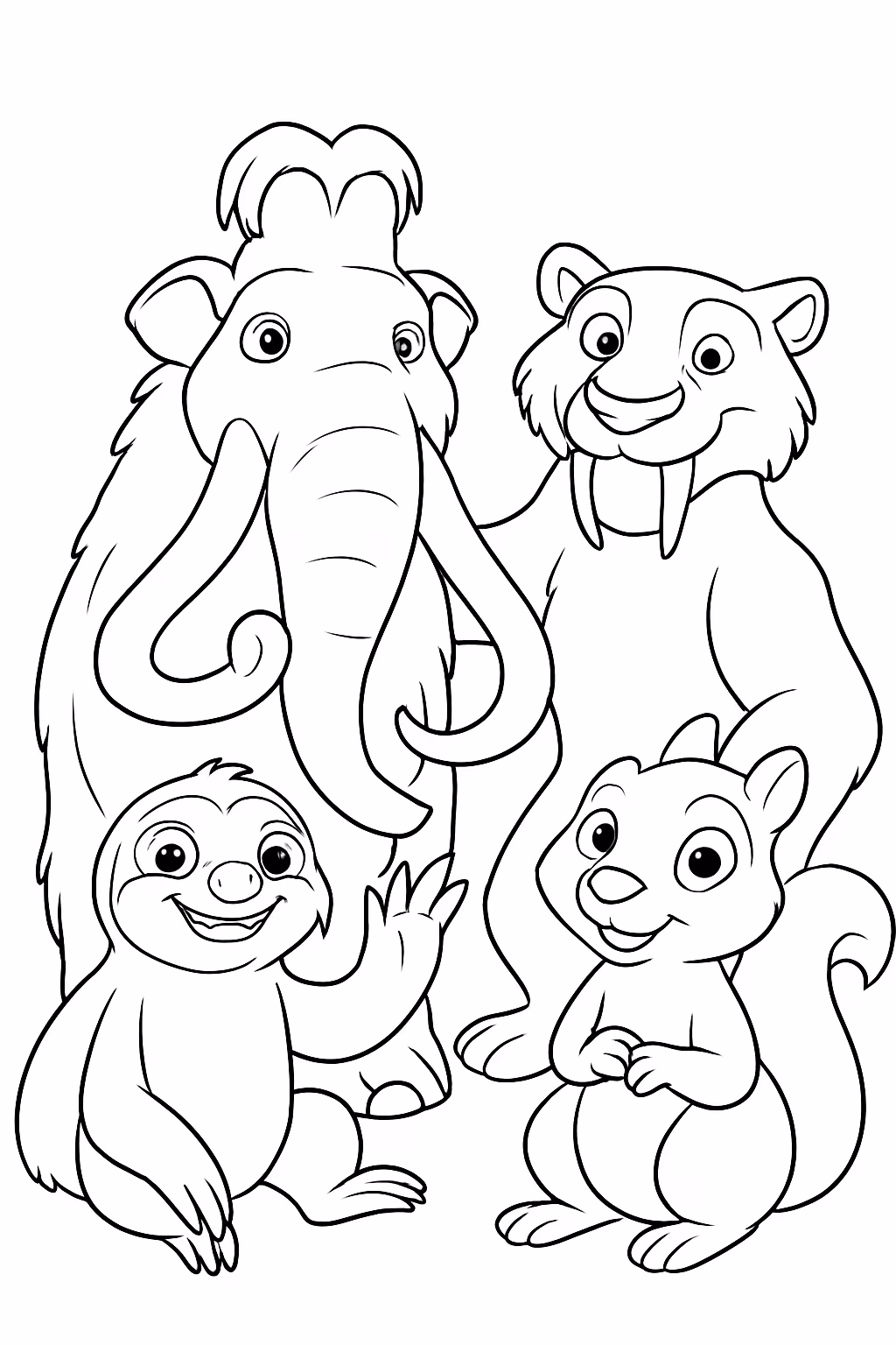 Toda a turma da era do gelo para colorir — desenho para imprimir