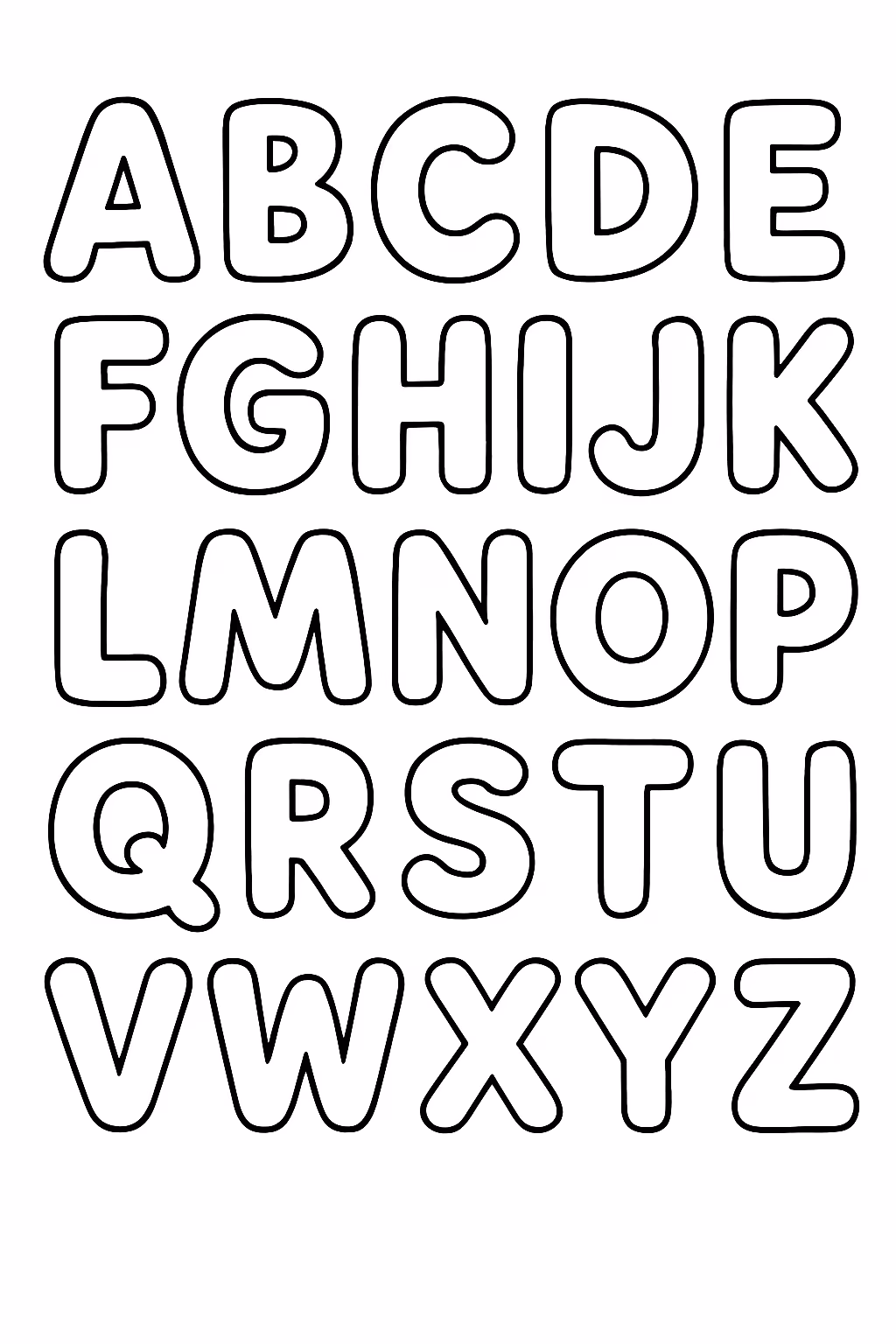 Todas as letras do alfabeto para colorir — desenho para imprimir