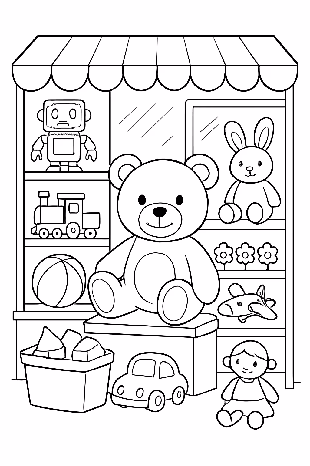Toy store para colorir — desenho para imprimir