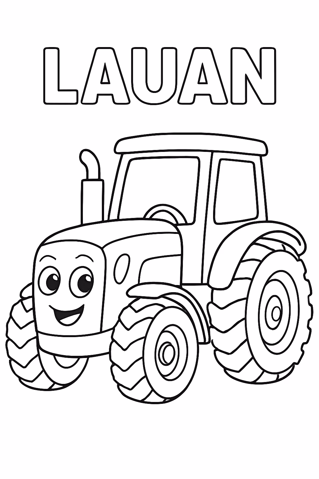 Trator e o nome lauan para colorir — desenho para imprimir