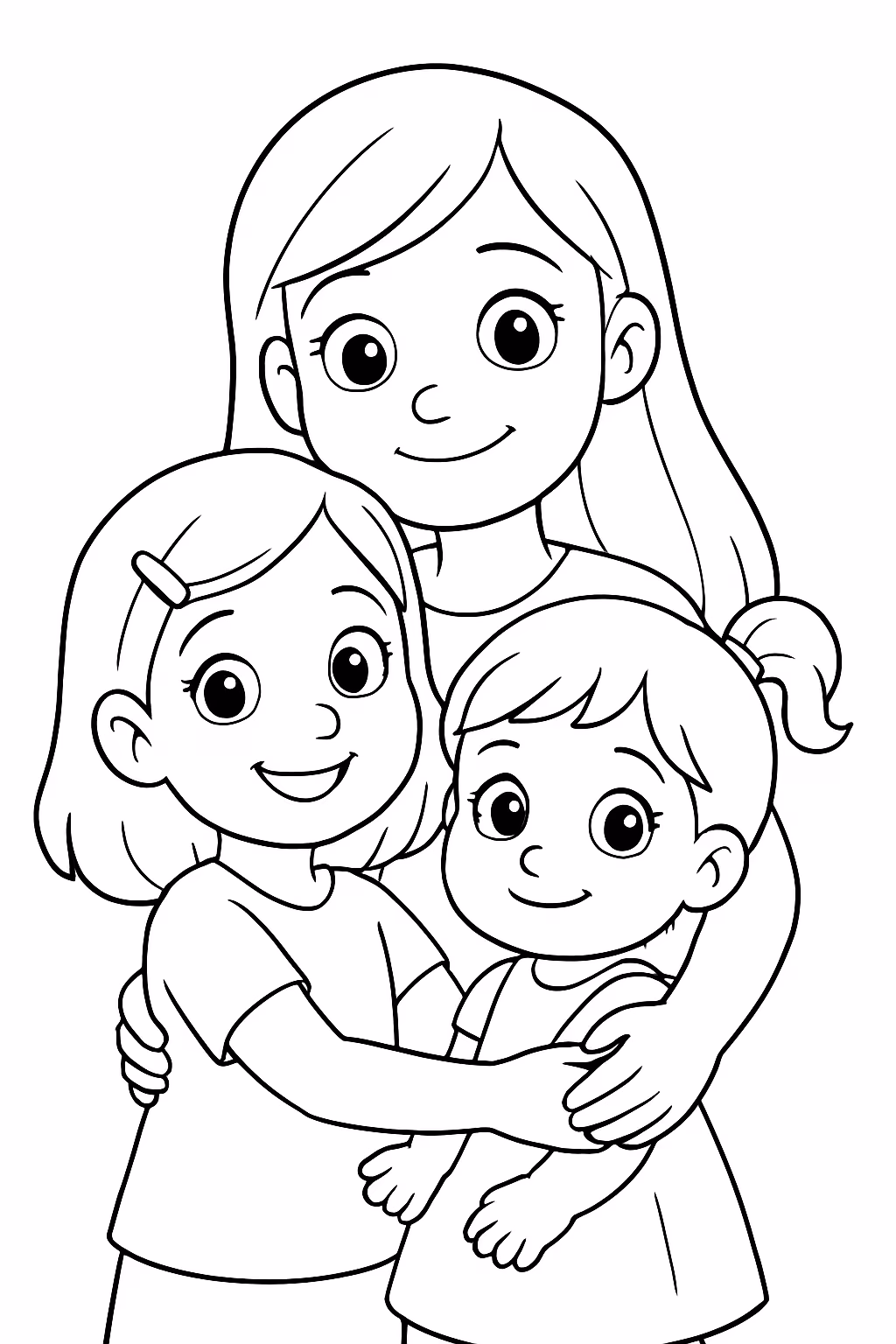 Tres irmas liz de anos linda de anos e bella para colorir — desenho para imprimir