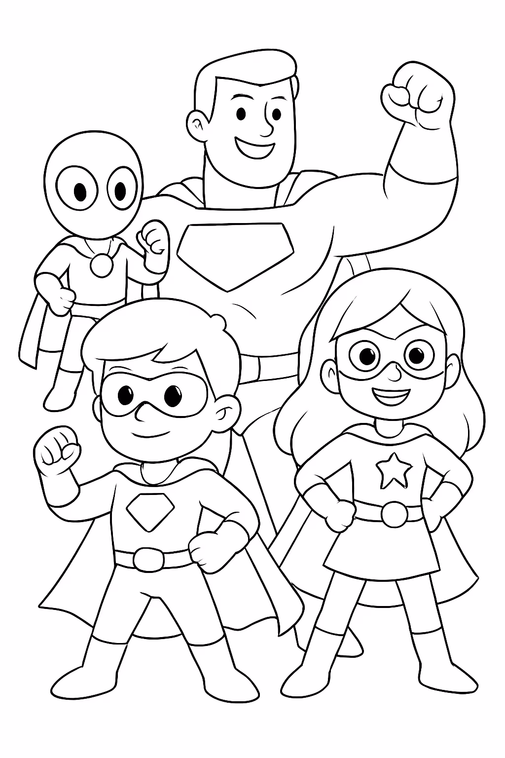 Turma de super herois para colorir — desenho para imprimir