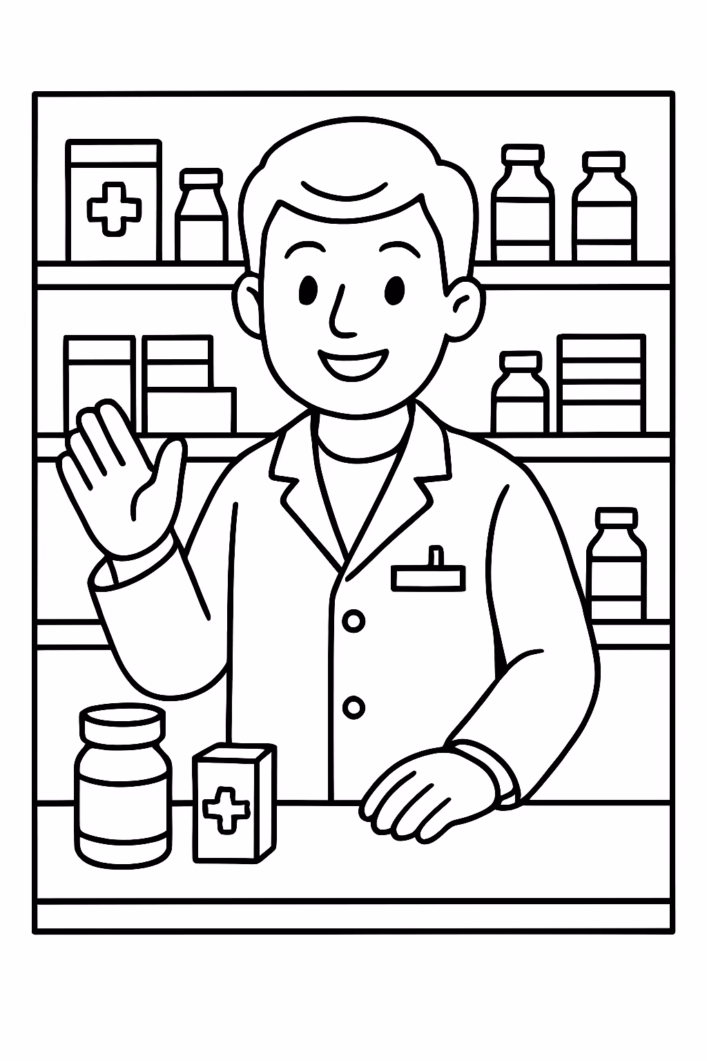 Uam farmacia para colorir — desenho para imprimir