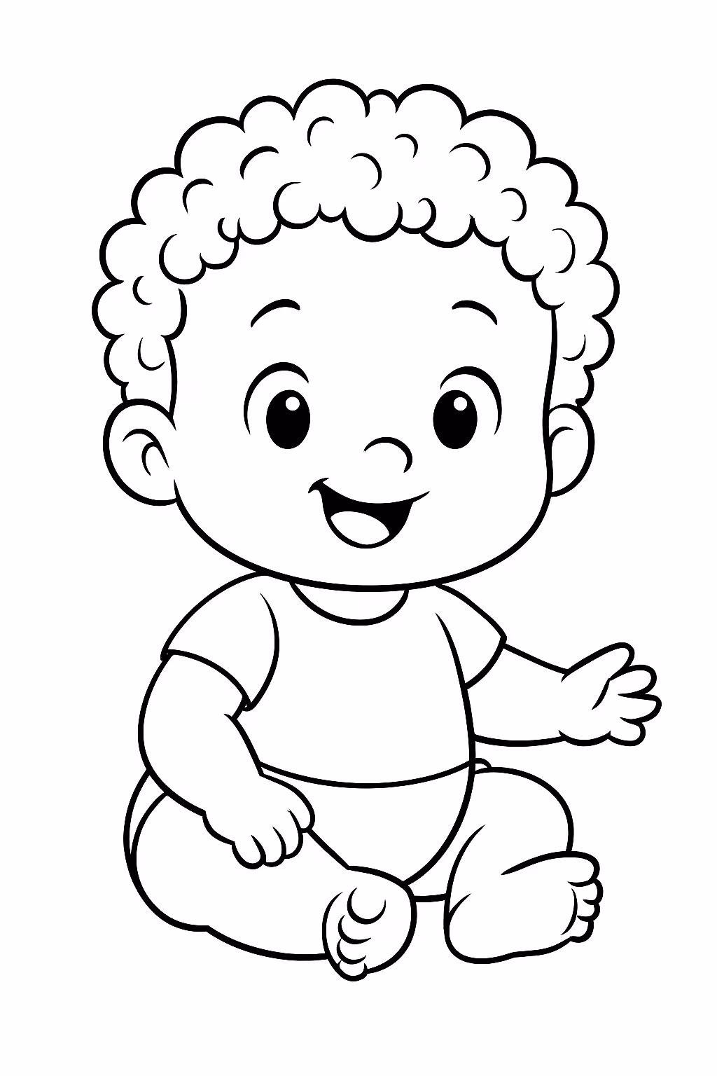 Um bebe de cabelo cacheado curtinho para colorir — desenho para imprimir