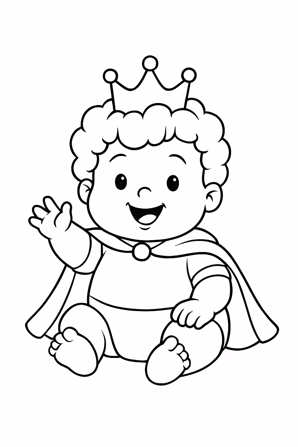 Um bebe principe gordinho cheio de cabelo para colorir — desenho para imprimir