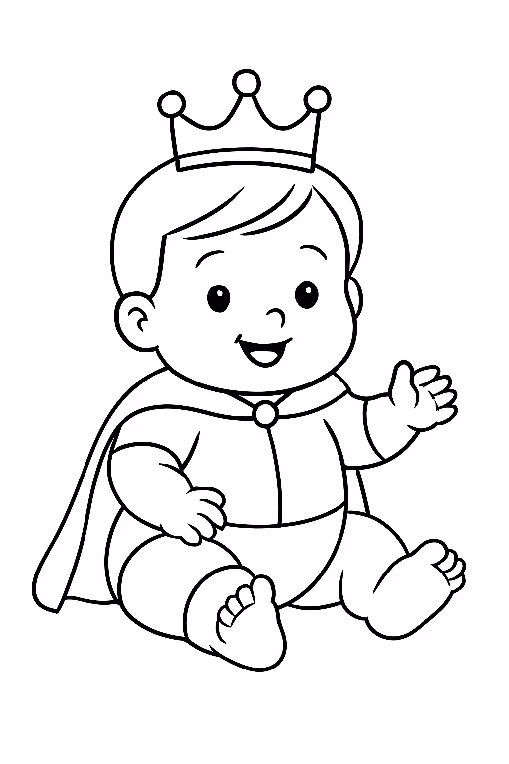 Um bebe principe gordinho cheio de cabelo liso para colorir — desenho para imprimir