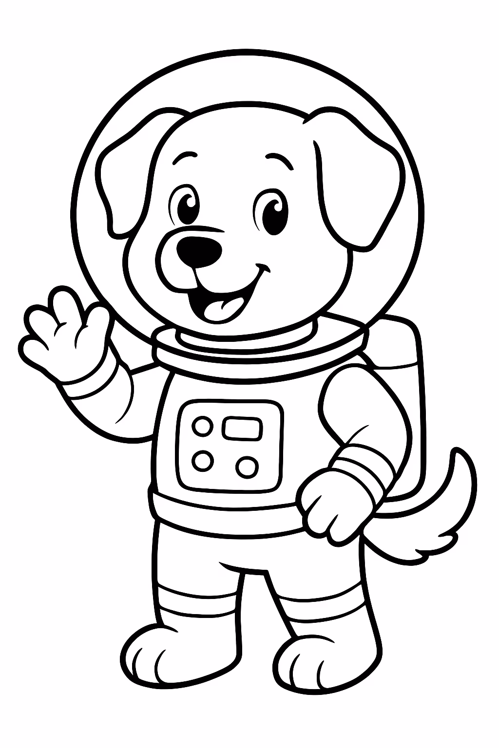 Um cachorro astronauta para colorir — desenho para imprimir