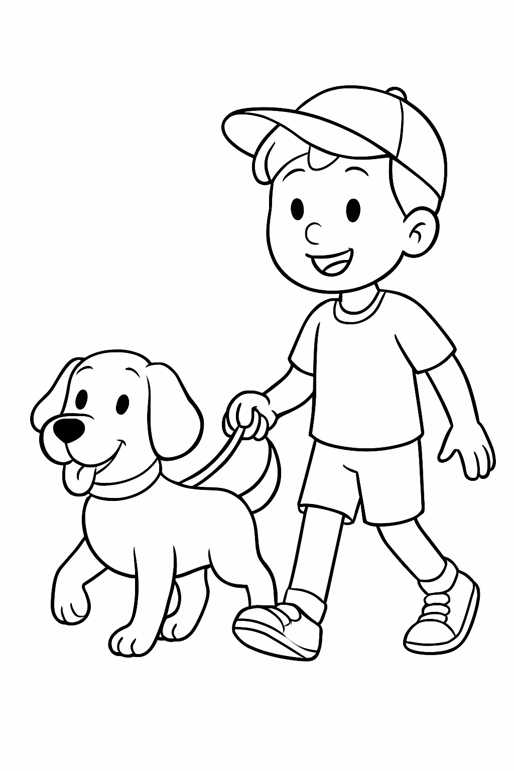 Um cachorro passeando com um amigo para colorir — desenho para imprimir