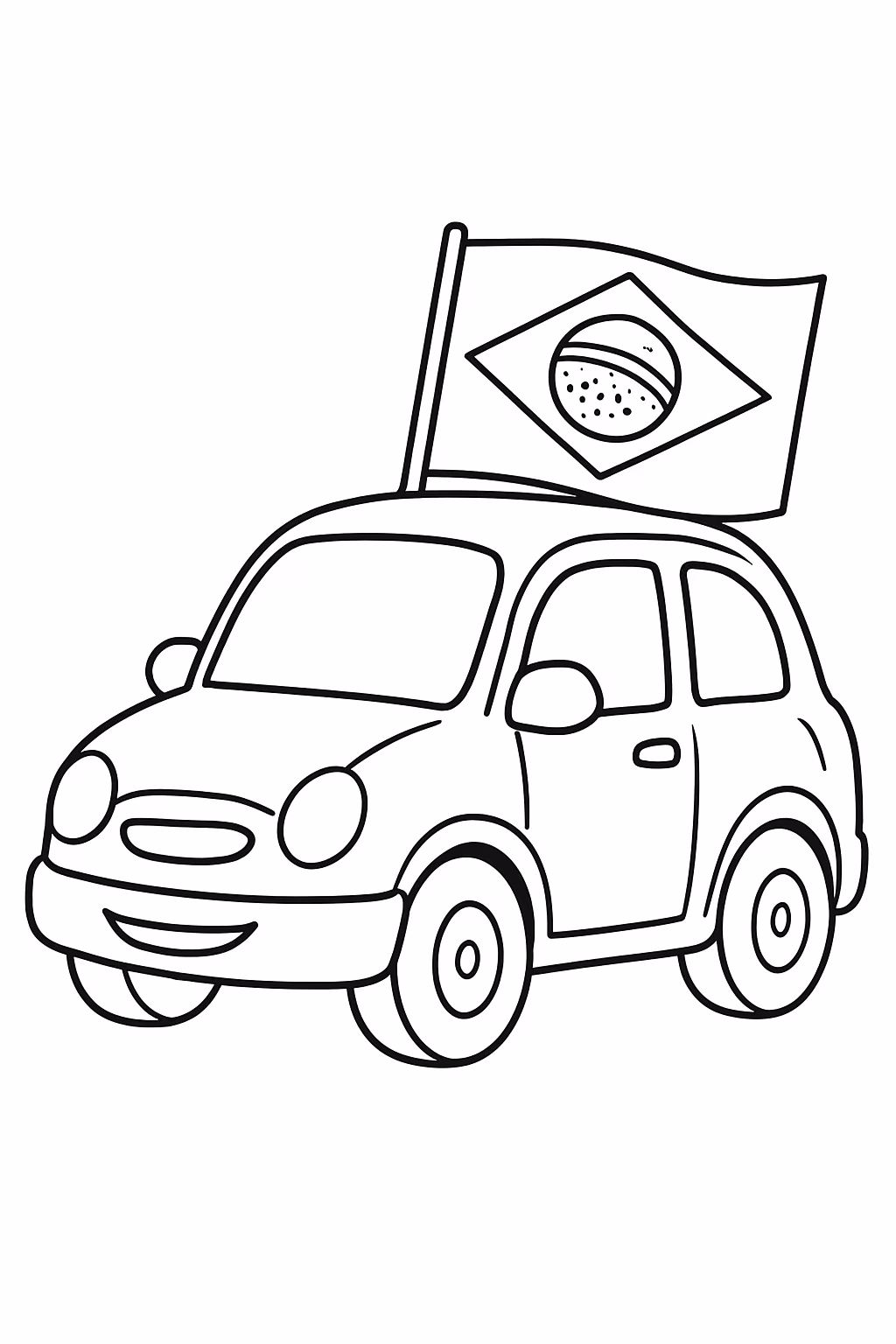 Um carro com a bandeira do brasil para colorir — desenho para imprimir