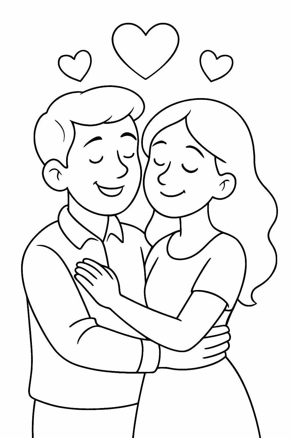 Um casal apaixonado para colorir — desenho para imprimir