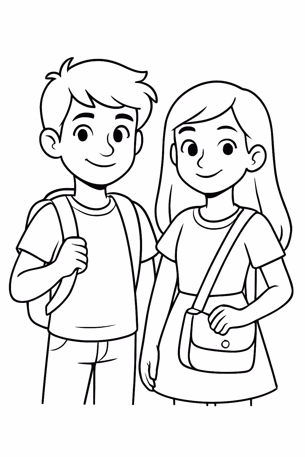 Um casal de adolecentes com os bem bem pertinhos para colorir — desenho para imprimir