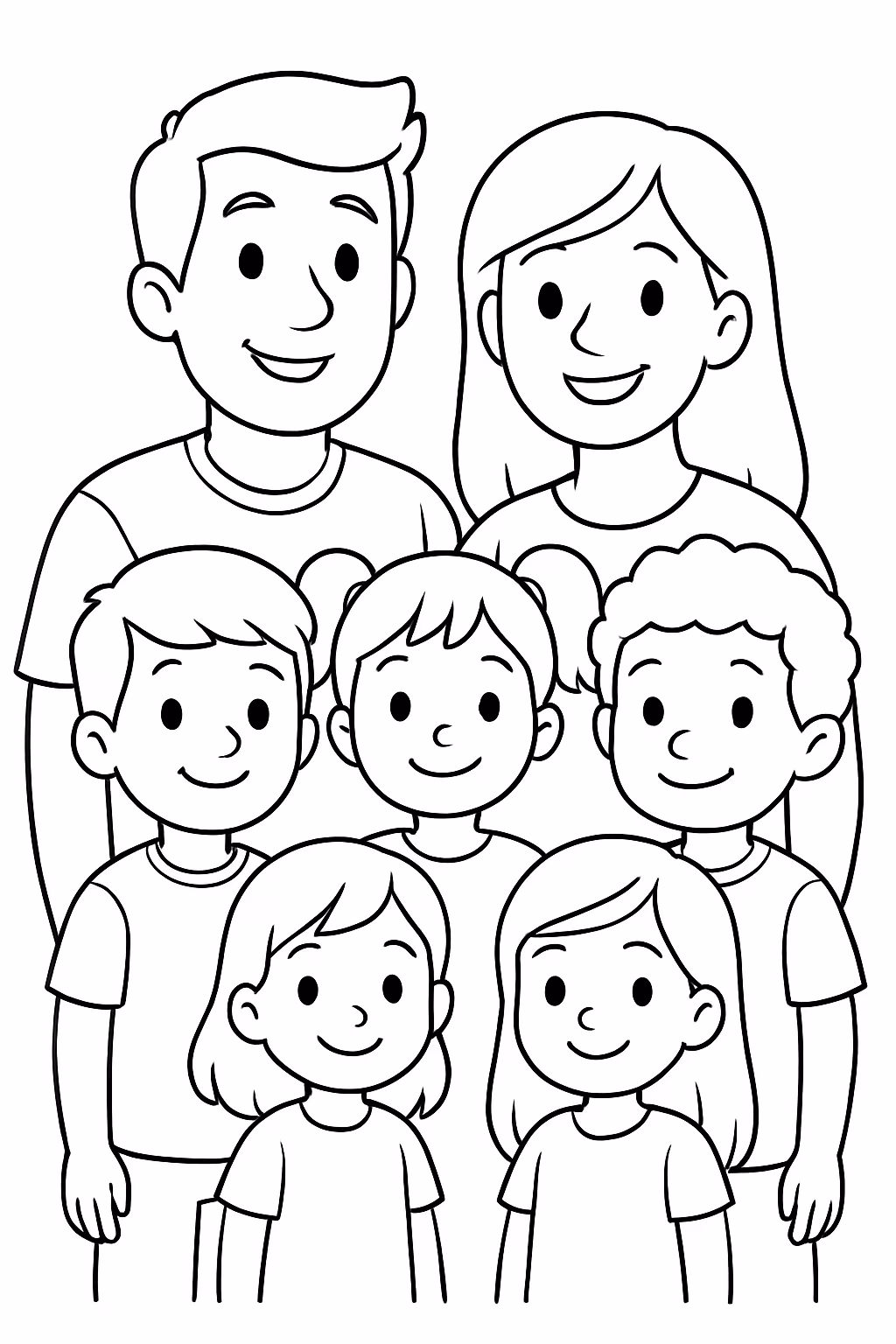 Um casal e menino menninos e meninas para colorir — desenho para imprimir