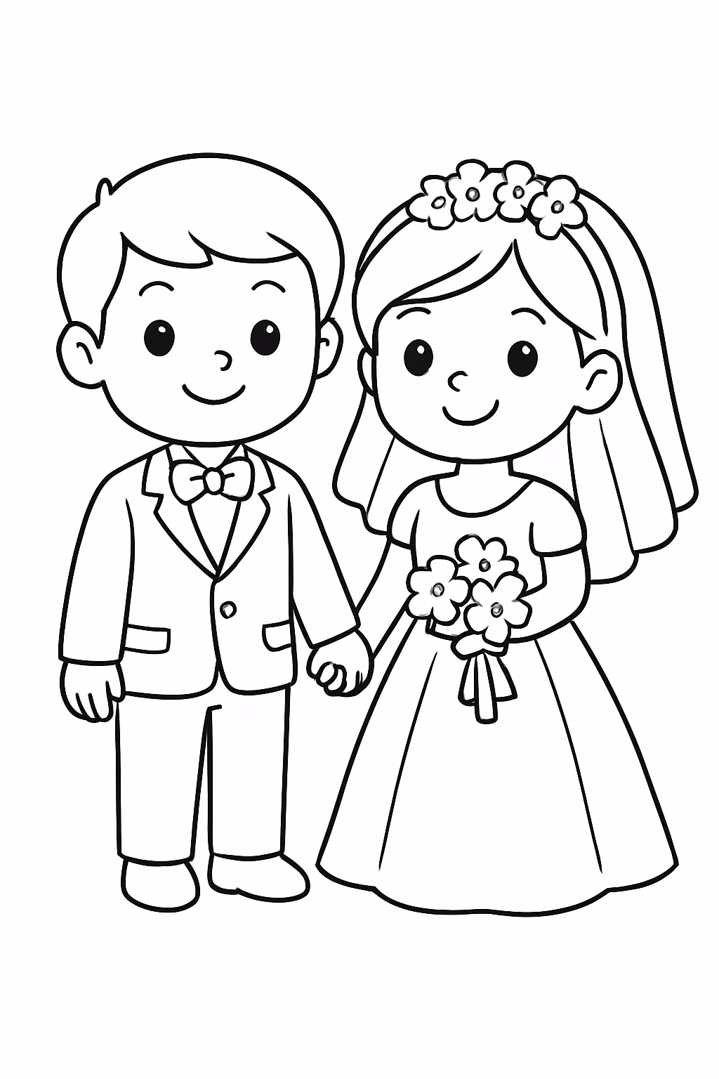 Um casau resem casados para colorir — desenho para imprimir