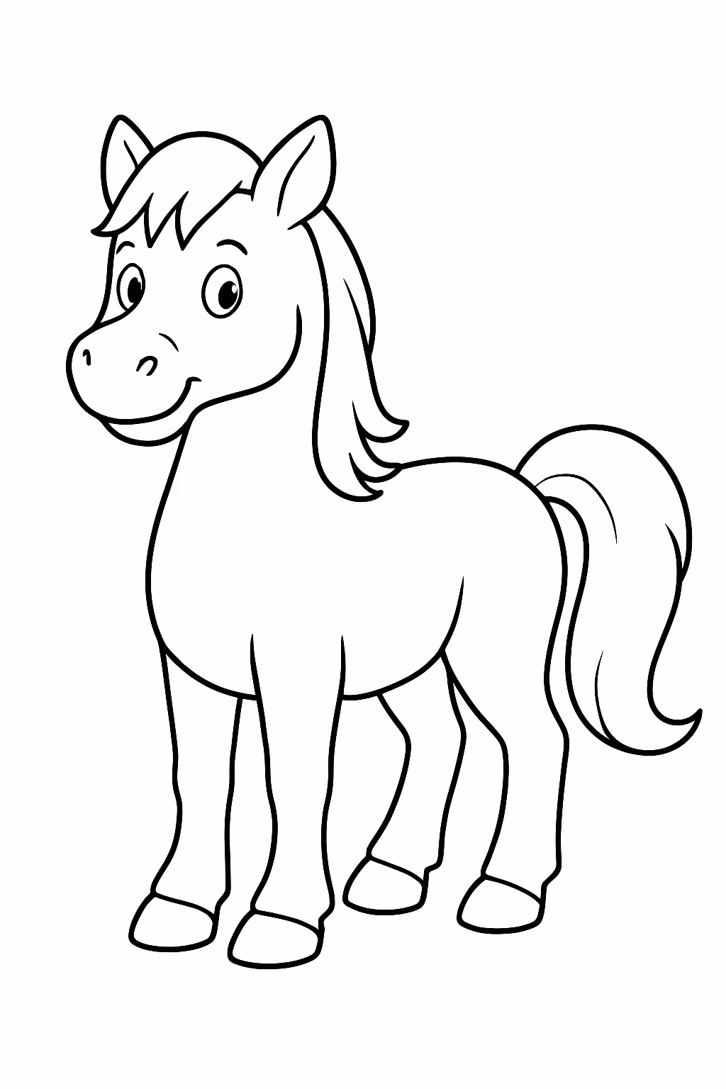Um cavalo com rabo de gato para colorir — desenho para imprimir