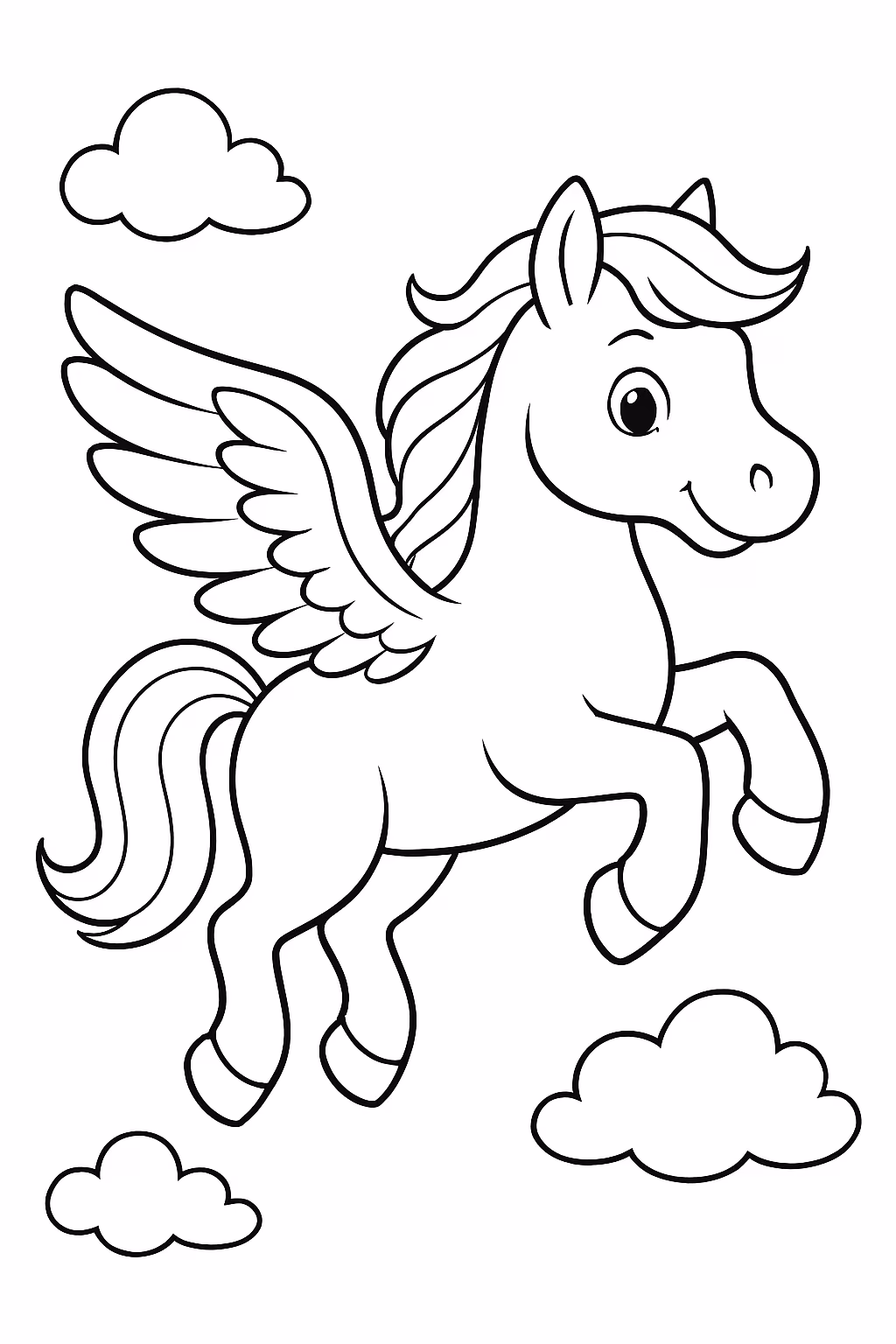 Um cavalo voador para colorir — desenho para imprimir