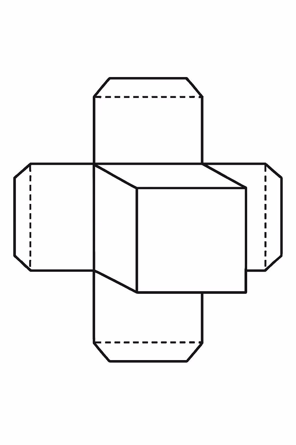 Um cubo recortar para colorir — desenho para imprimir