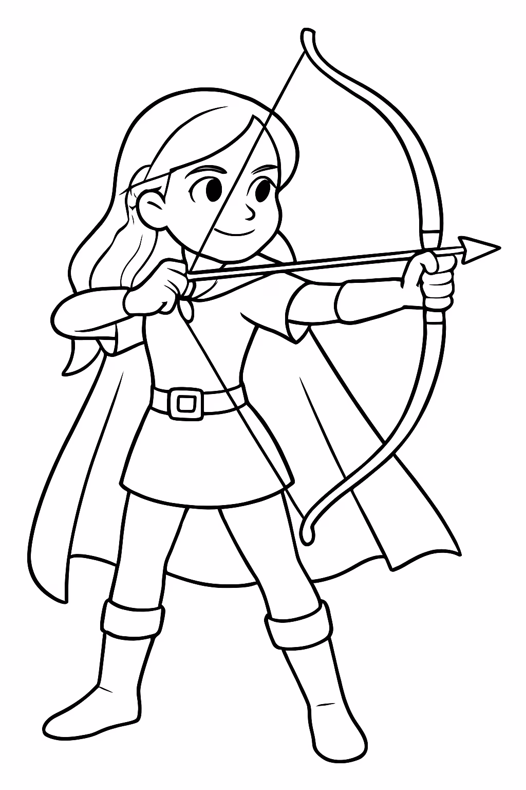 Um da personagem katiniss com arco e flecha para colorir — desenho para imprimir