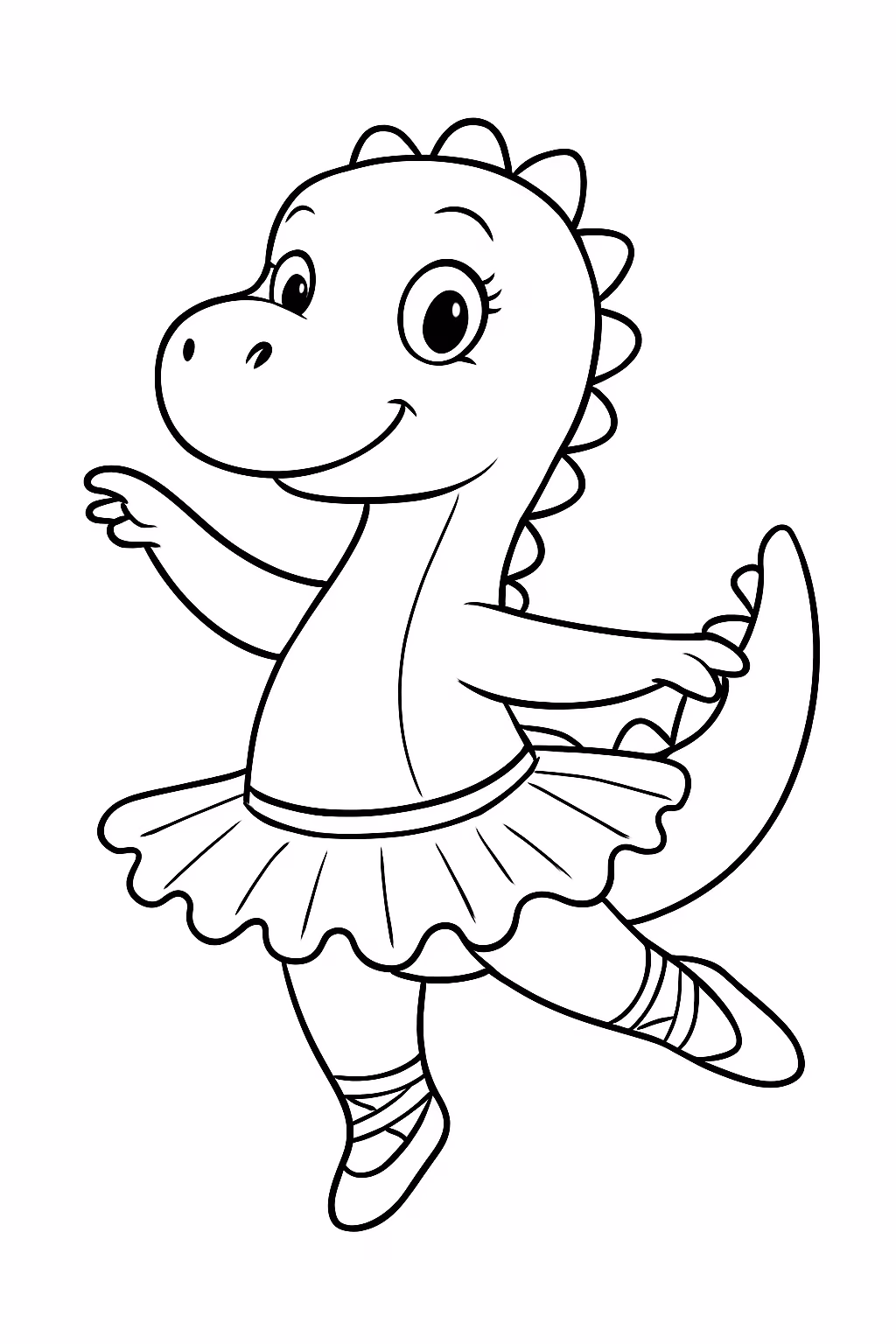 Um dinossauro bailarina para colorir — desenho para imprimir