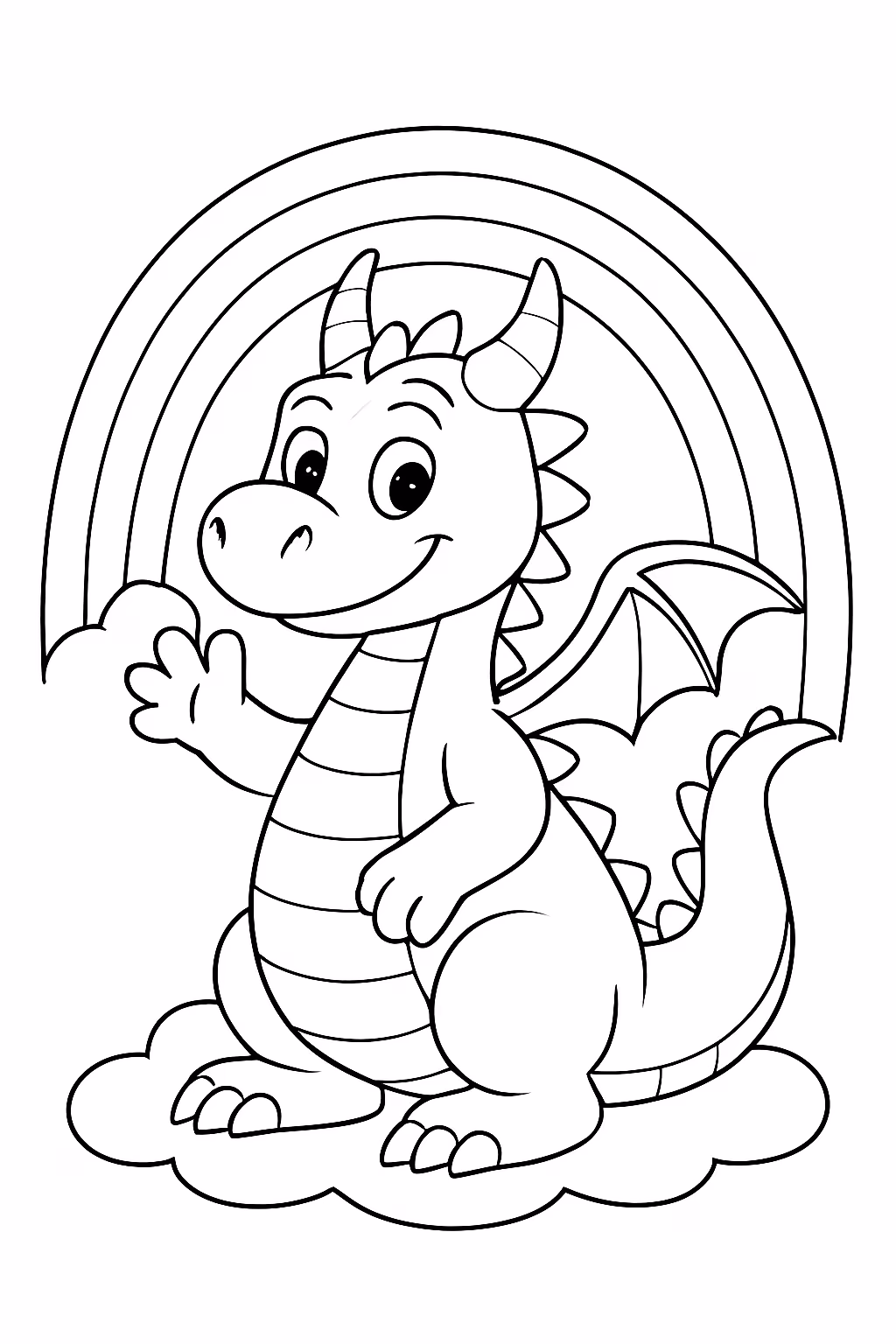 Um dragao com arcoiris para colorir — desenho para imprimir