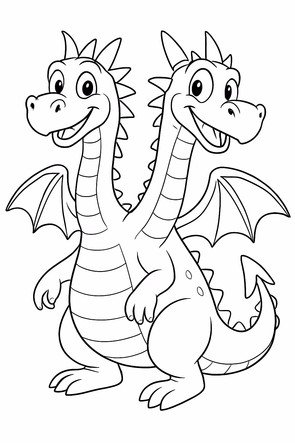 Um dragao com duas cabecas para colorir — desenho para imprimir