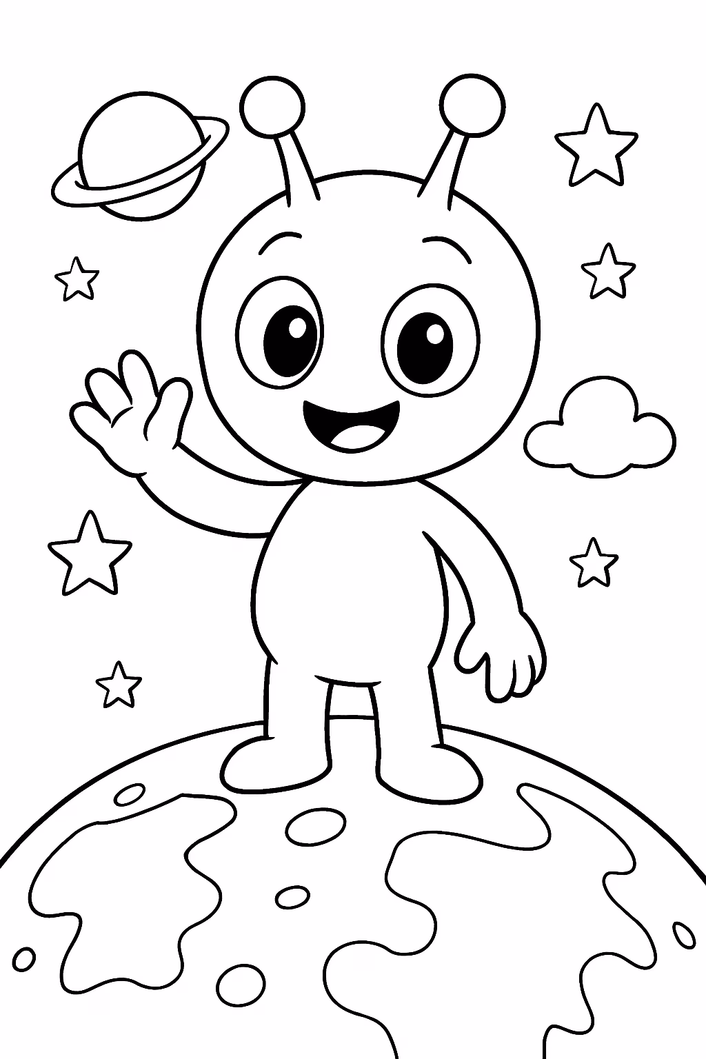 Um et na terra verde para colorir — desenho para imprimir