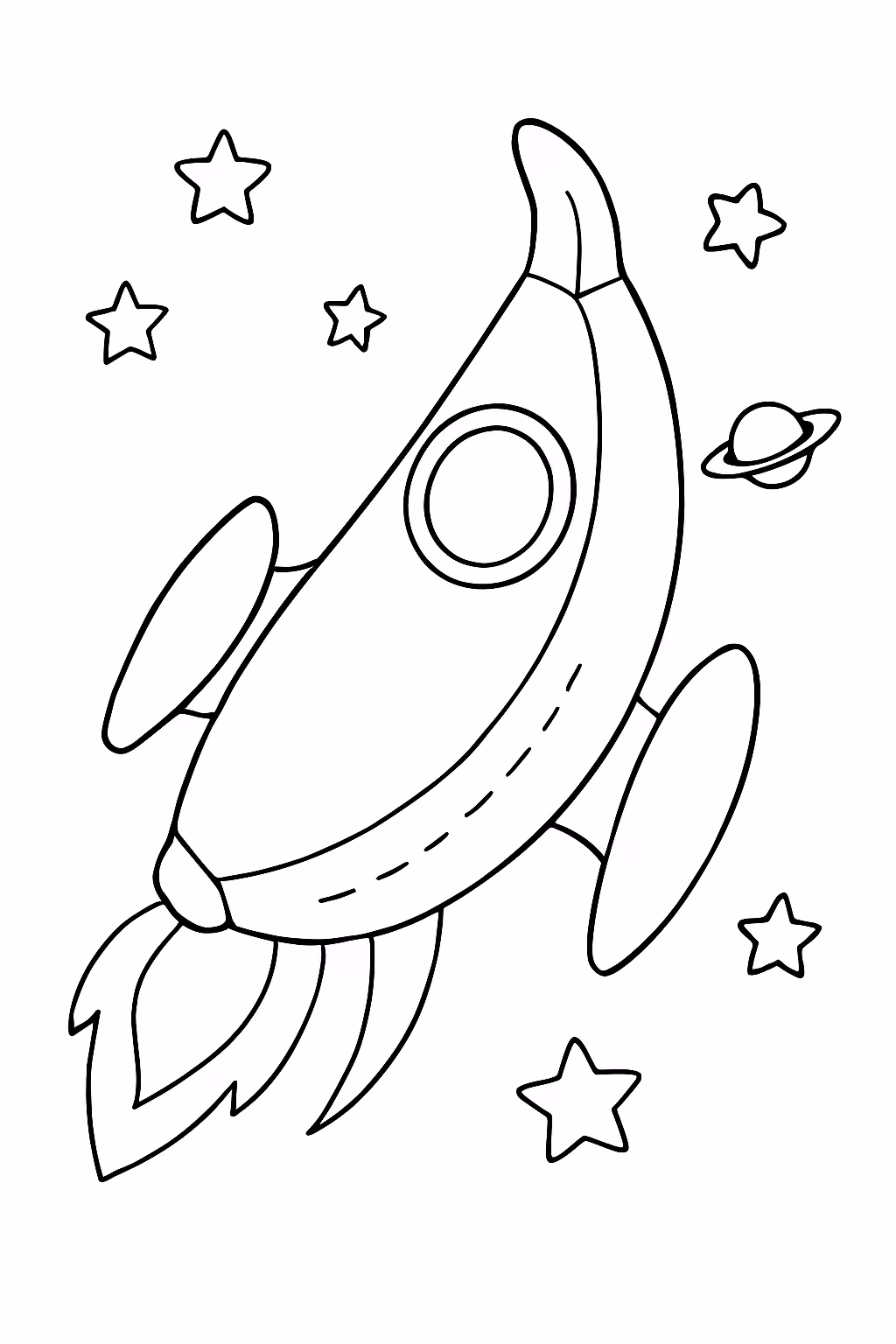 Um foguete em forma de banana para colorir — desenho para imprimir