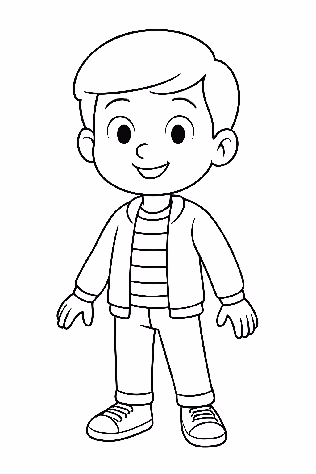 Um garoto de cabelo liso calca e blusa normal blusa para colorir — desenho para imprimir