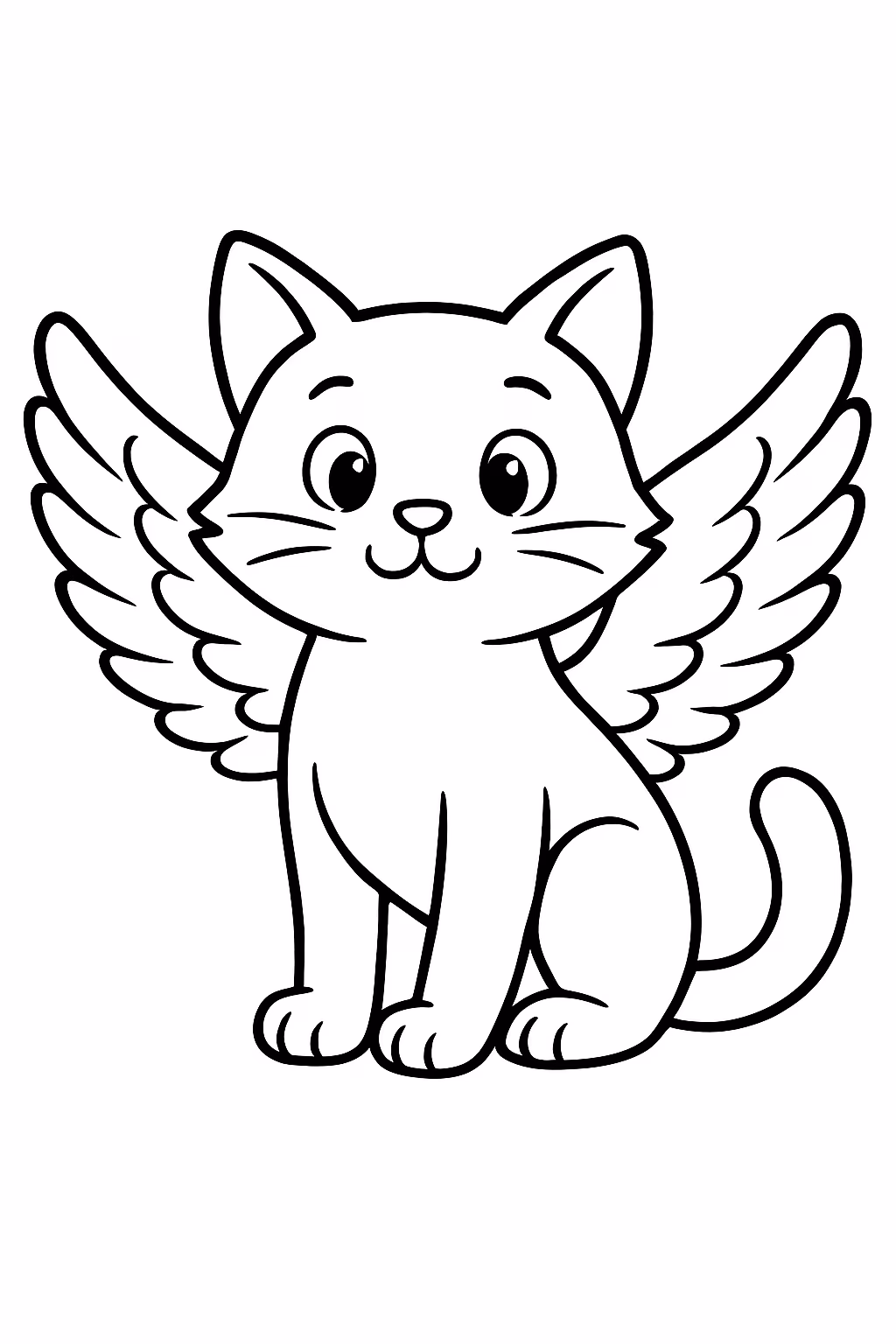 Um gato com asas para colorir — desenho para imprimir