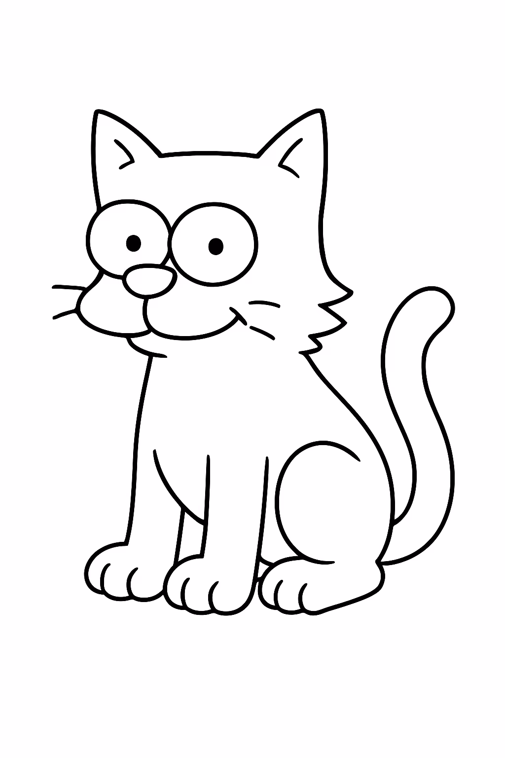 Um gato com cabeca do bart para colorir — desenho para imprimir